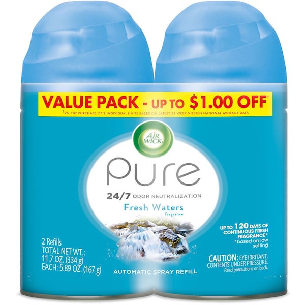 Air Wick Freshmatic Refill, Fresh Waters, 6.17 oz, 2/PK, Clear, PK 2 RAC82093 - main